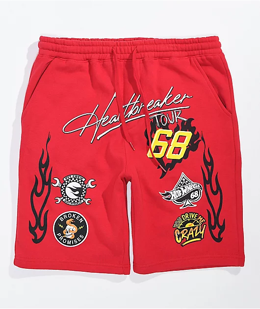 Broken Promises x Hot Wheels Heartbreaker Red Sweat Shorts