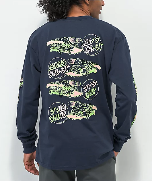Santa Cruz Slasher Flip Navy Long Sleeve T-Shirt