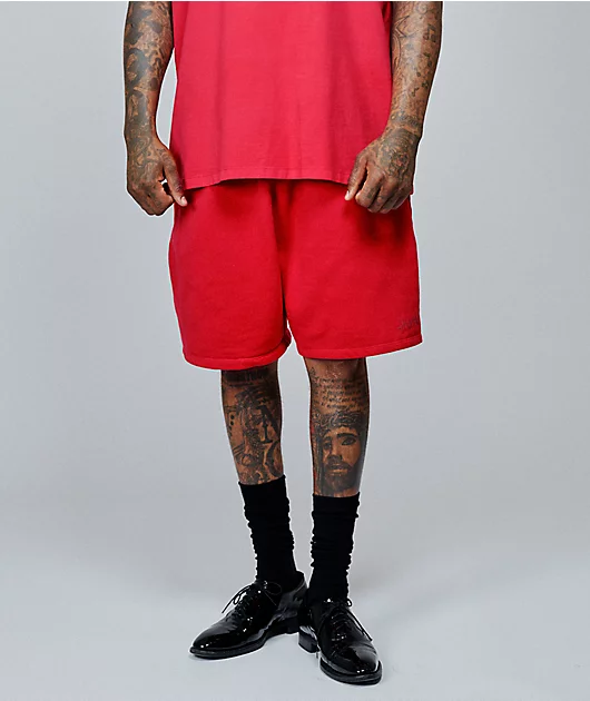 4Hunnid Komfort Kollection Red Pigment Dye Sweat Shorts