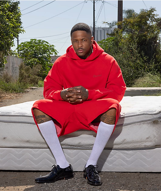 4Hunnid Komfort Kollection Red Pigment Dye Hoodie