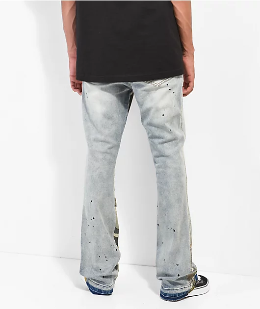 EPTM Camo & Light Blue Flare Denim Jeans