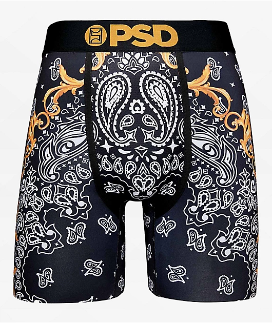 PSD Luxury Black Paisley Boxer Briefs