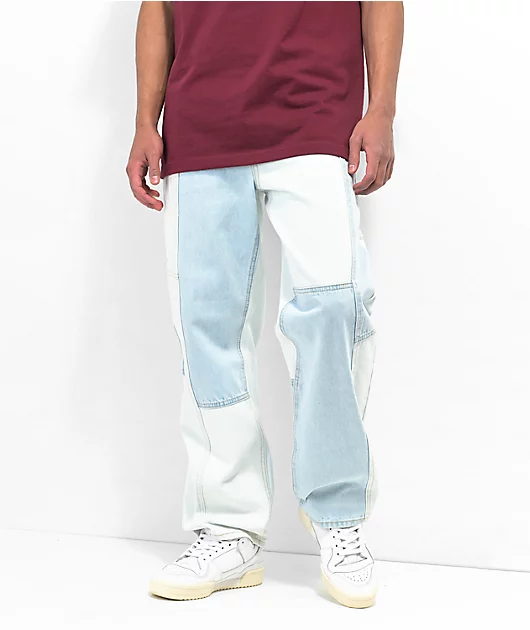 Empyre Color Blocked Light Blue Skate Jeans