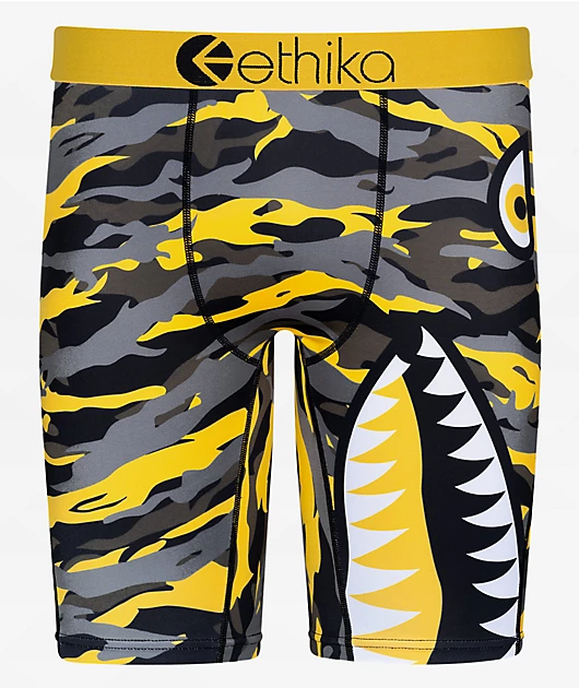 Ethika Burrows Black & Yellow Camo Boxer Briefs