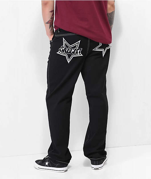 Salem7 Pentagram Black Denim Jeans