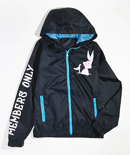 Members Only x Looney Tunes Kids What's Up Doc Black Windbreaker Jacket