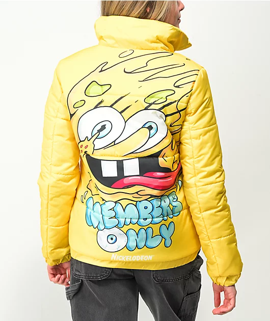 Members Only x Nickelodeon Hi-Shine Yellow Puffer Jacket