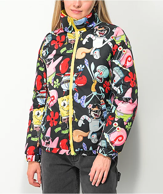 Members Only x Nickelodeon Hi-Shine Yellow Puffer Jacket