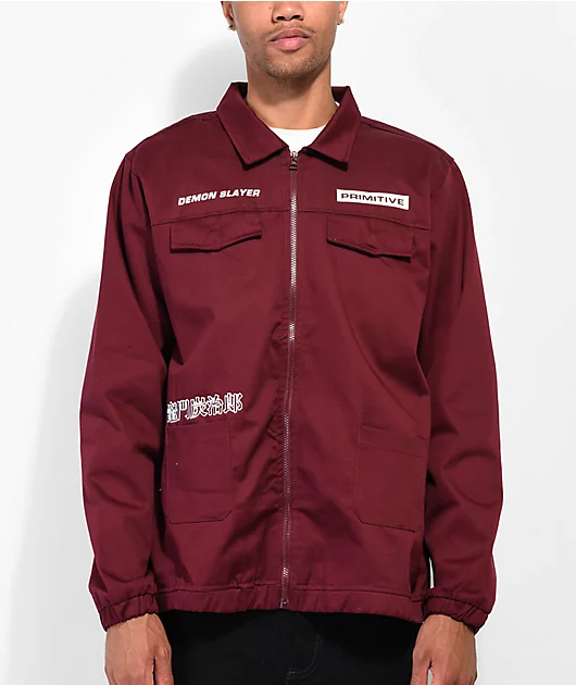 Primitive x Demon Slayer Tanjiro Maroon Utility Jacket