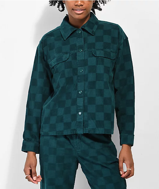 Vans Check It Out Teal Corduroy Shirt Jacket