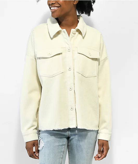 Empyre Aria Cream Corduroy Shirt Jacket