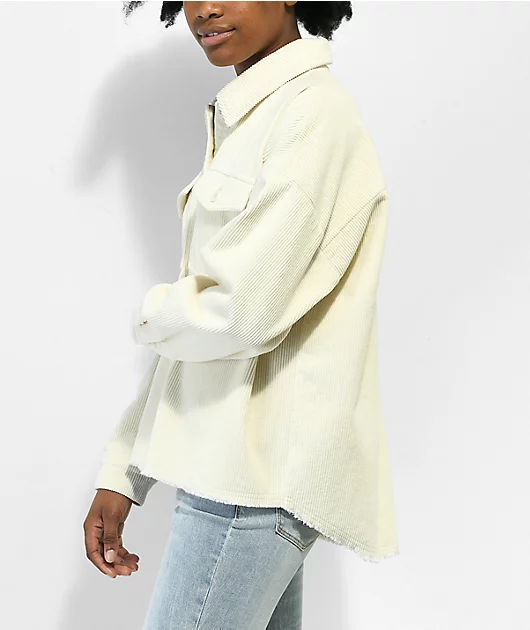 Empyre Aria Cream Corduroy Shirt Jacket