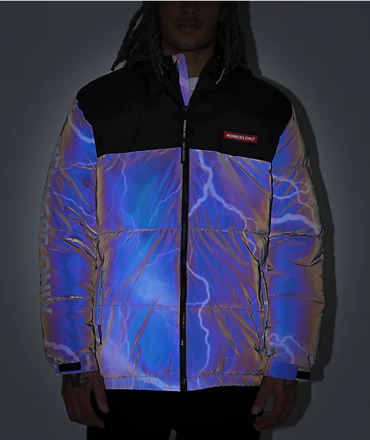Members Only Lightning Blue Hooded Puffer Jacket