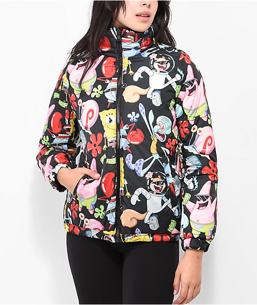 Members Only x Nickelodeon Black Reversible Puffer Jacket