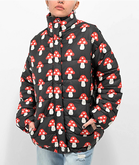 Daisy Street Mushroom Black Puffer Jacket