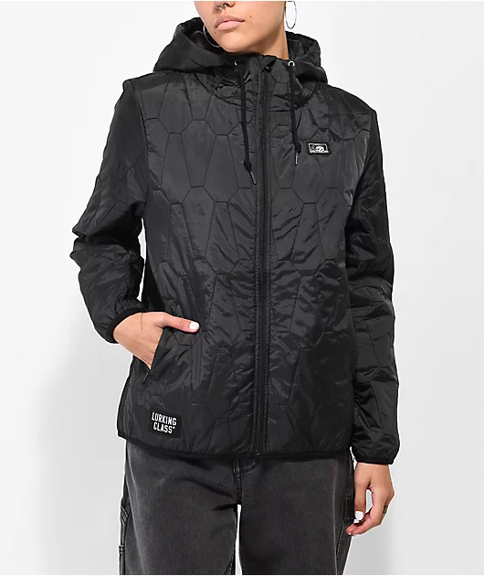 Lurking Class by Sketchy Tank Coffin Black Quilted Windbreaker Jacket