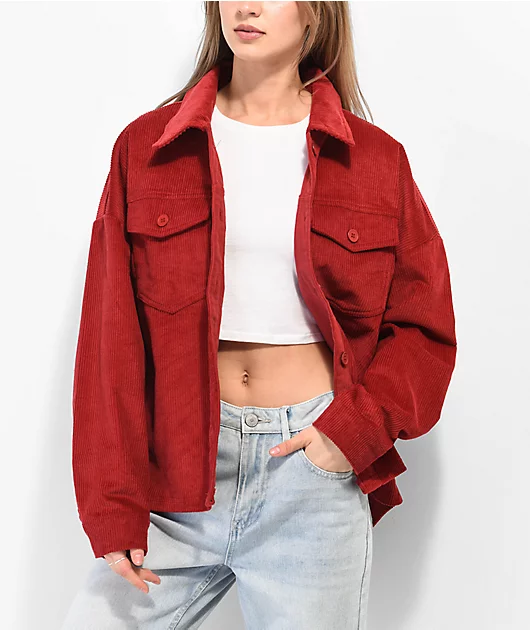 Empyre Aria Wine Corduroy Shirt Jacket