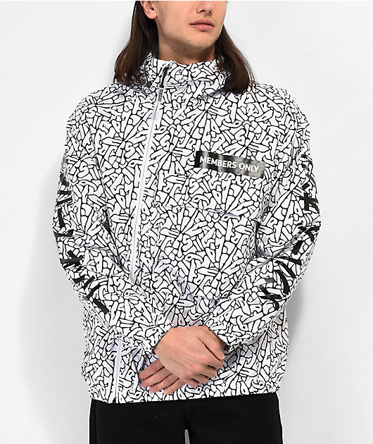 Members Only Originals White & Black Anorak Jacket