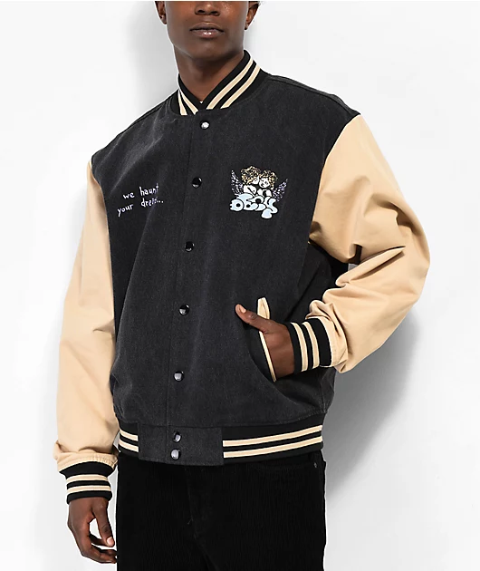 12600-obey-care-black-tan-denim-varsity-jacket-3.webp Obey Care Black & Tan Denim Varsity Jacket