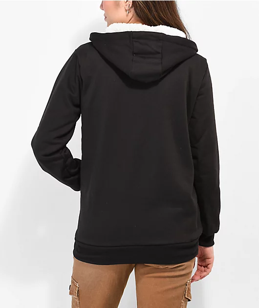 Members Only Black Sherpa Fleece Zip Hoodie