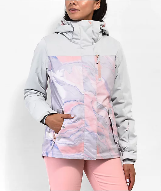 Roxy Jetty Colorblock Pink & Grey 10K Snowboard Jacket