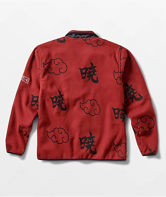 Primitive x Naruto Shippuden II Akatsuki Burgundy Fleece Zip Up Jacket