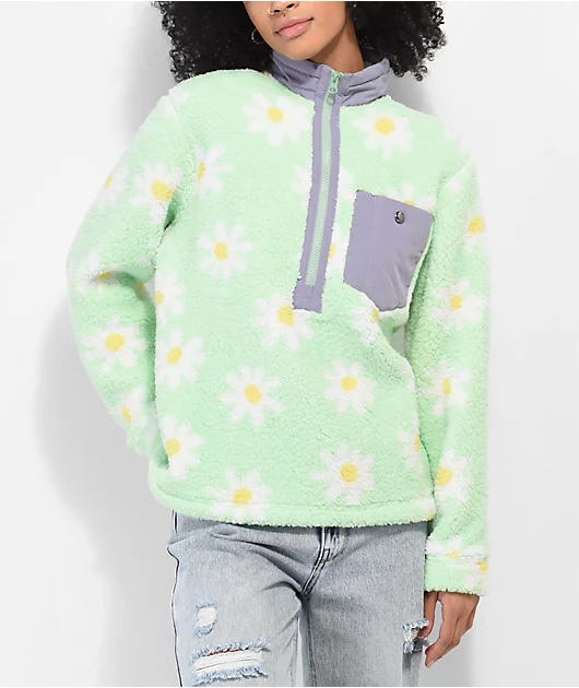 Airblaster Daisy Mint Half Zip Fleece Sweatshirt