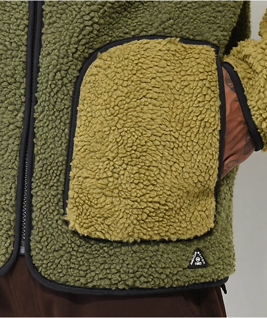 American Stitch Sherpa Zip Olive Tech Fleece Jacket
