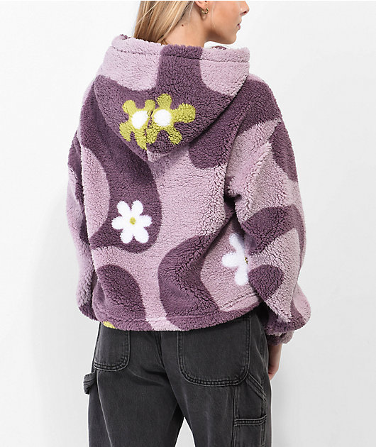 A-Lab Kendallie Flower Wave Purple Tech Fleece Hoodie