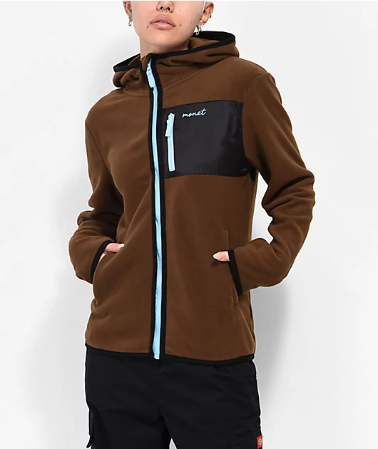 Monet Tobey Brown Fleece Zip Jacket