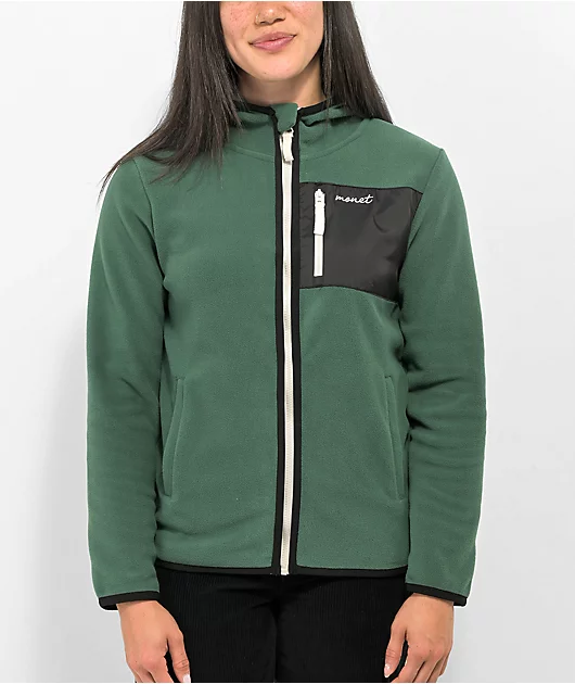 Monet Tobey Green Zip Hooded Tech Fleece