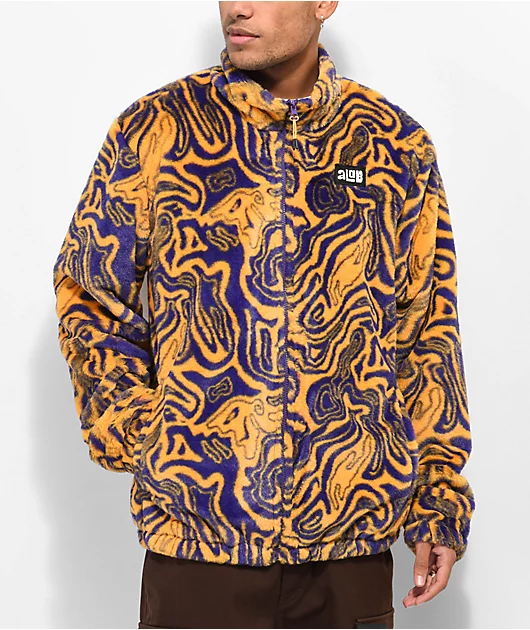 A-Lab Loopy Purple & Yellow Faux Fur Jacket