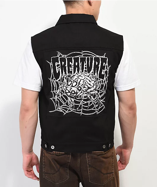 Creature Spindel Black Denim Vest