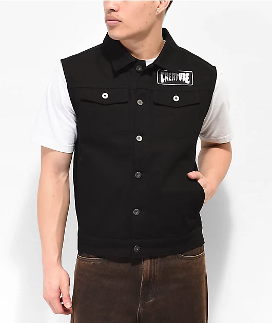 Creature Spindel Black Denim Vest