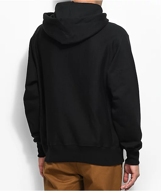 Champion Reverse Weave Small Logo Black Hoodie