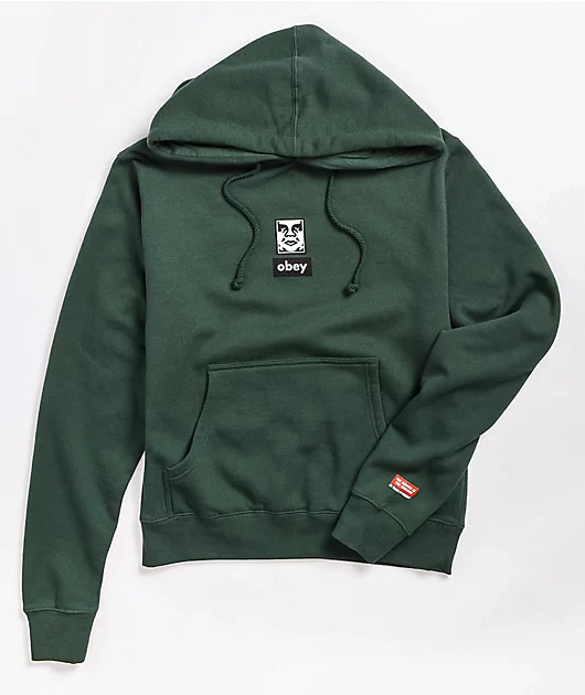 Obey Icon Face Green Hoodie