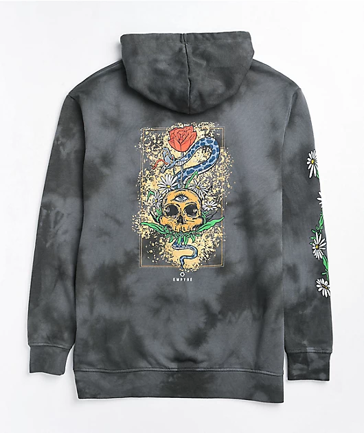 Empyre Jasmine Rose Skull Black Tie Dye Hoodie