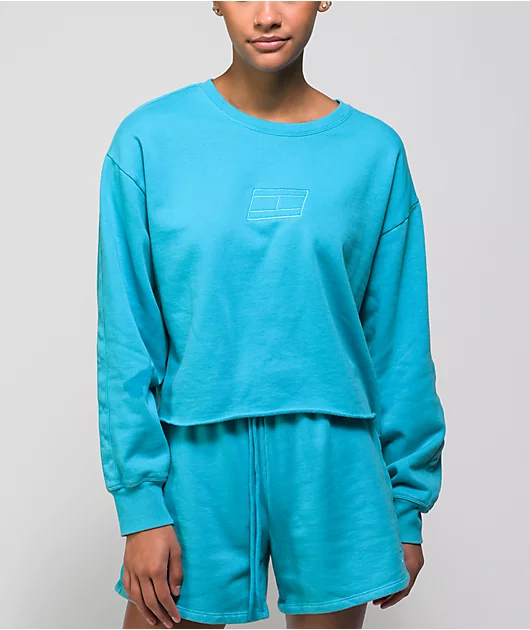 Tommy Hilfiger Scuba Blue Crop Crewneck Sweatshirt