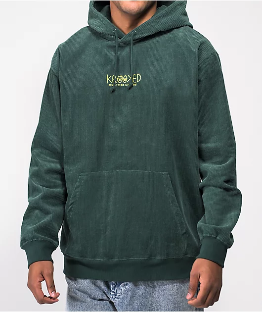 Krooked Eyes Dark Green Corduroy Hoodie