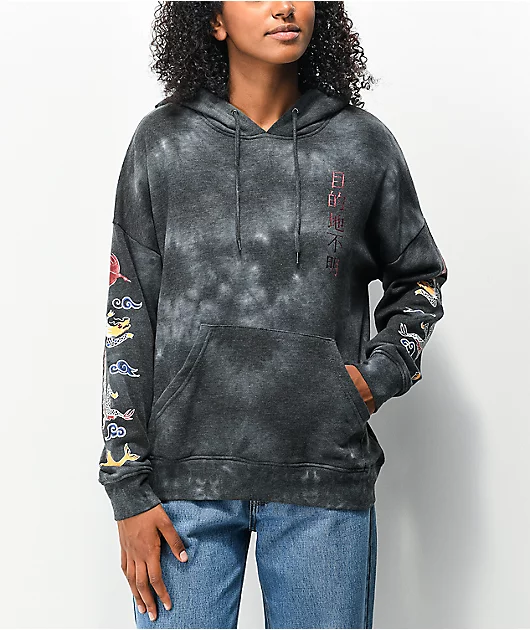 Empyre Fredia Foil Fish Black Tie Dye Hoodie