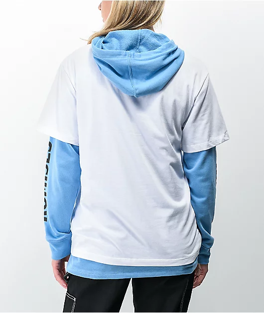 Broken Promises Lost Myself Stacked White & Blue Hoodie