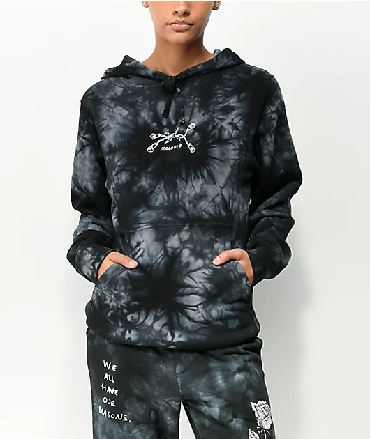 Melodie Reasons Rose Black Tie Dye Hoodie