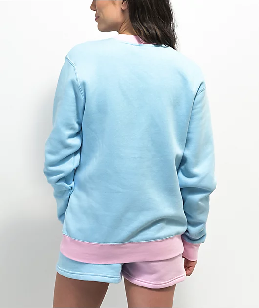 By Samii Ryan Smiley Never Stop Pink & Blue Crewneck Sweatshirt