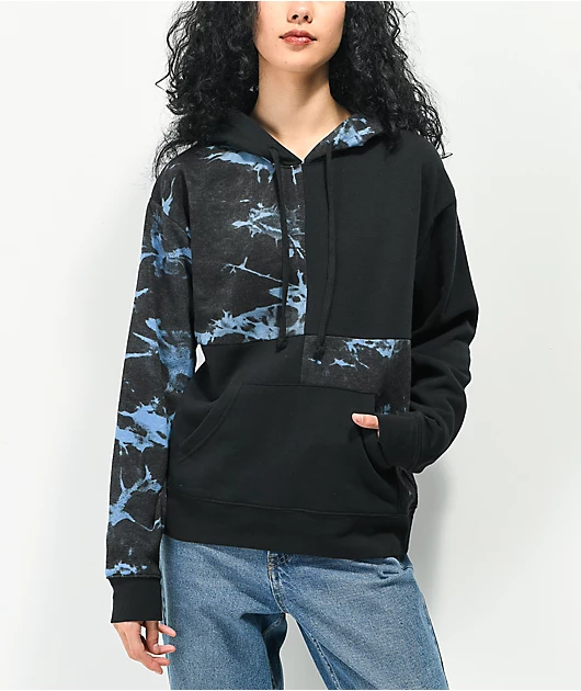 Zine Dani Patch Black & Blue Tie Dye Hoodie