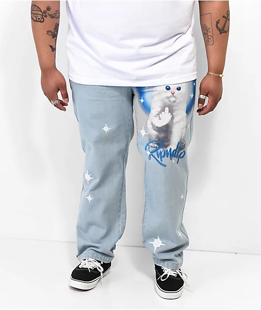 RIPNDIP Sprinkles Wide Leg Blue Denim Jeans