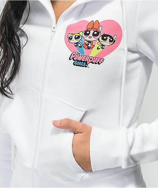 NGOrder x Powerpuff Girls White Crop Zip Hoodie