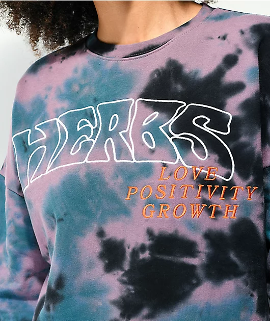 Petals by Petals and Peacocks Herbs Blue & Purple Tie Dye Crewneck Sweatshirt