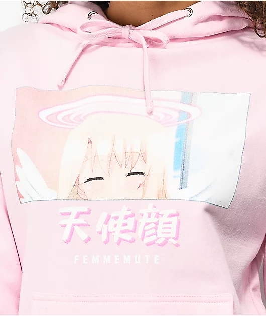 Femmemute Angel Face Pink Hoodie