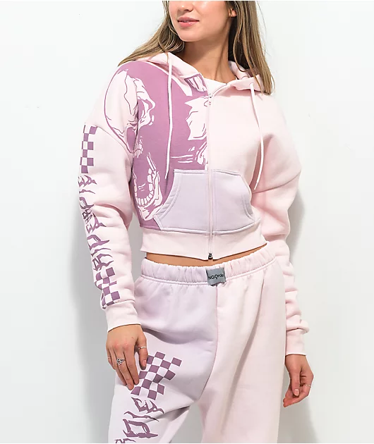 NGOrder Ride Or Die Pink & Purple Crop Zip Hoodie