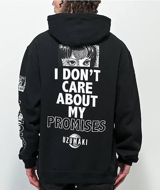 Broken Promises x Junji Ito I Don't Care Black Hoodie